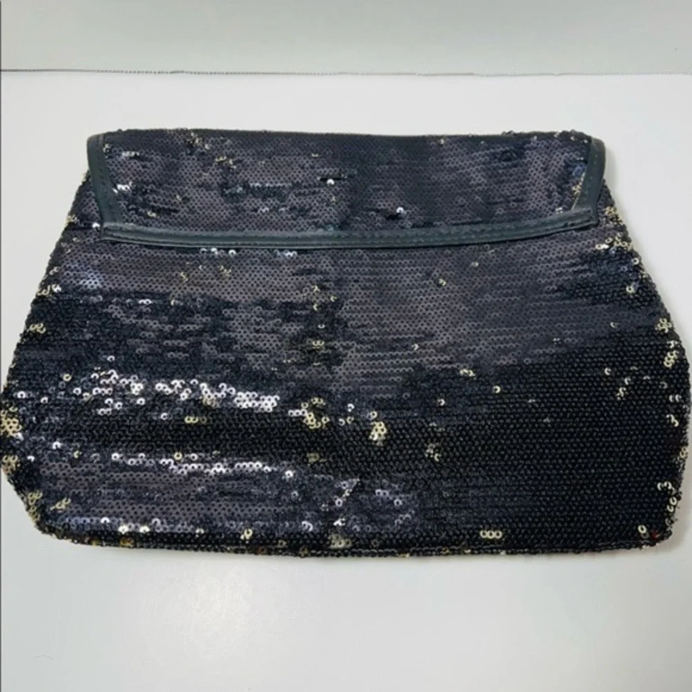 Gold sequins and black cosmetic bag- front is see through mesh very cute